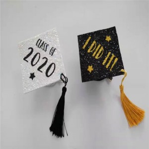 White Grad Cap with Difference Color Glitter Graduation Party Hat