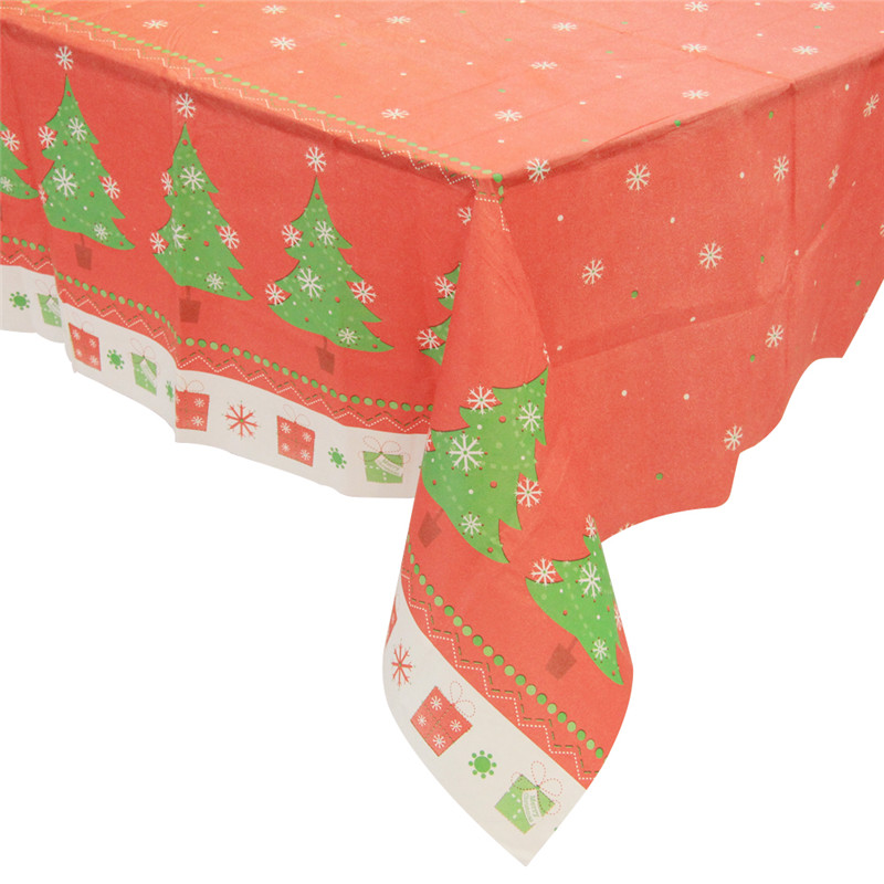 Christmas day Plastic tablecloth waterproof heat resistant checkered pvc table cover red color customized