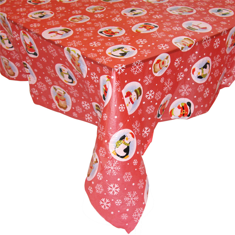 Christmas day Plastic tablecloth waterproof heat resistant checkered pvc table cover red color customized