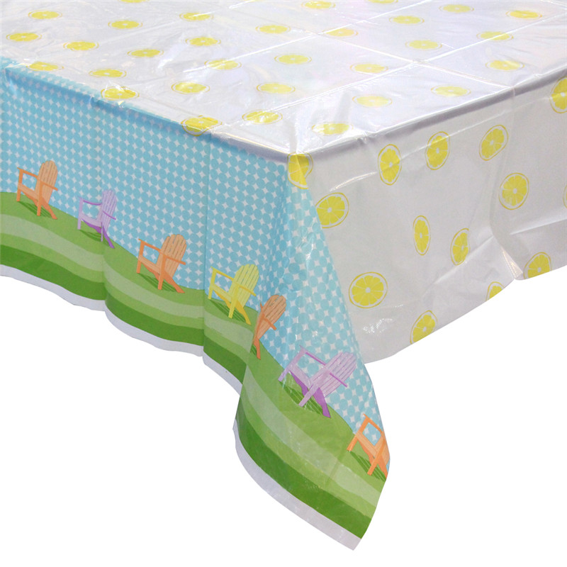 Summer Time Clear Printed Tablecloth PVC Tablecover