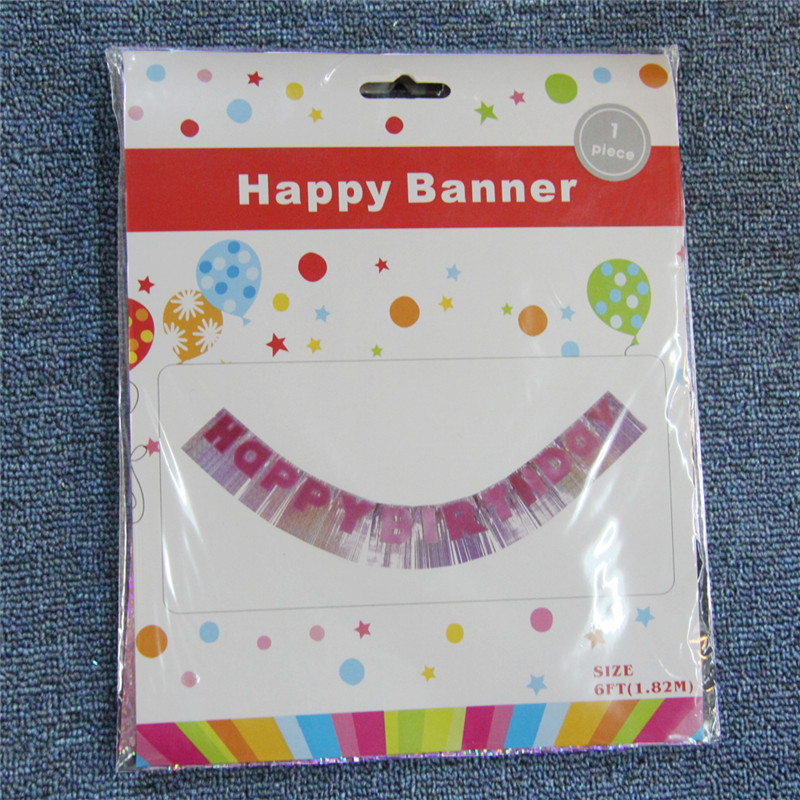 Foil Banner with Glitter for Party Decoration Happy Birthday for Child and Adult